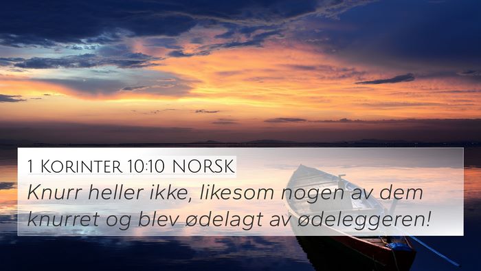 1 Korinter 10:10 NORSK Bible Verse Image