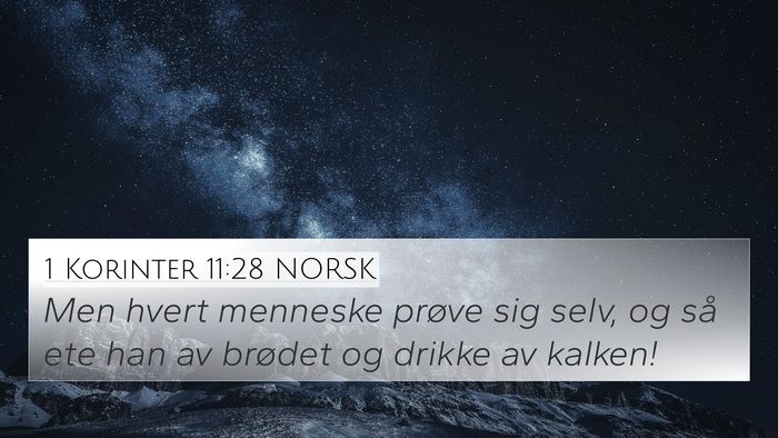 1 Korinter 11:28 NORSK Bible Verse Image