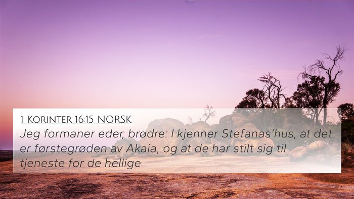 1 Korinter 16:15 NORSK Bible Verse Image