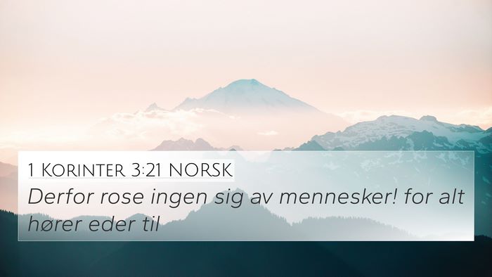 1 Korinter 3:21 NORSK Bible Verse Image