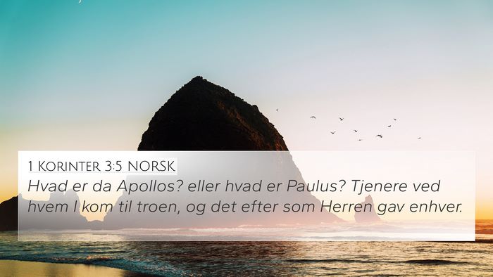 1 Korinter 3:5 NORSK Bible Verse Image