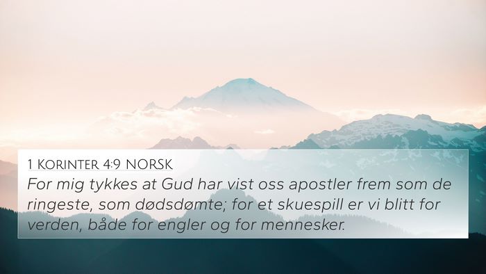1 Korinter 4:9 NORSK Bible Verse Image