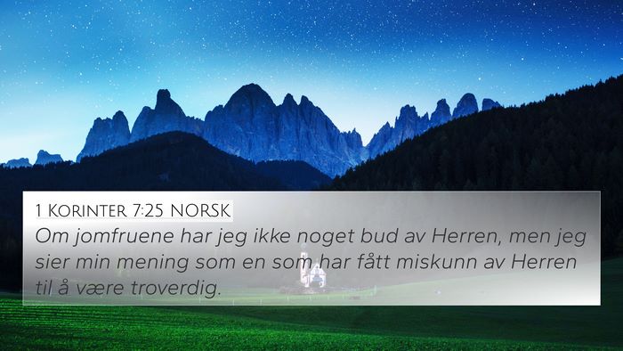 1 Korinter 7:25 NORSK Bible Verse Image