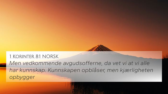 1 Korinter 8:1 NORSK Bible Verse Image