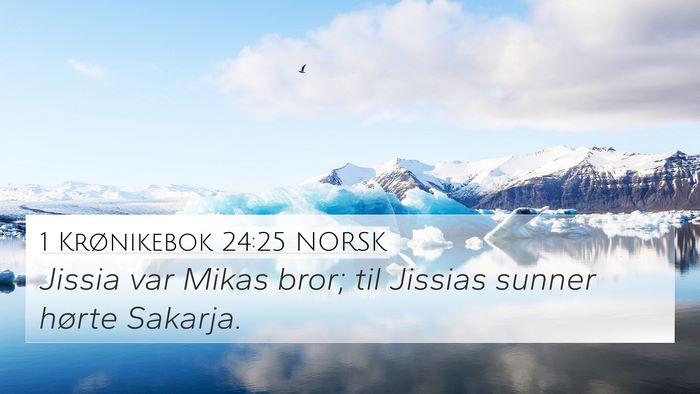 1 Krønikebok 24:25 NORSK 4K Wallpaper - Jissia var Mikas bror; til Jissias sunner hørte - 4K Wallpaper Bible Verse