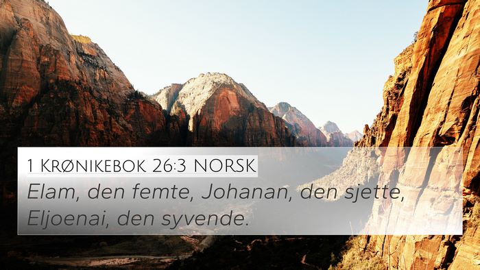 1 Krønikebok 26:3 NORSK 4K Wallpaper - Elam, den femte, Johanan, den sjette, Eljoenai, - 4K Wallpaper Bible Verse