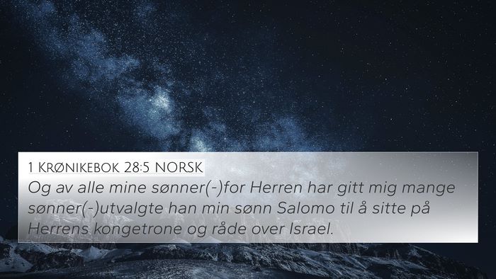 1 Krønikebok 28:5 NORSK Bible Verse Image