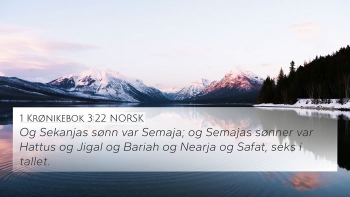 1 Krønikebok 3:22 NORSK 4K Wallpaper - Og Sekanjas sønn var Semaja; og Semajas sønner - 4K Wallpaper Bible Verse