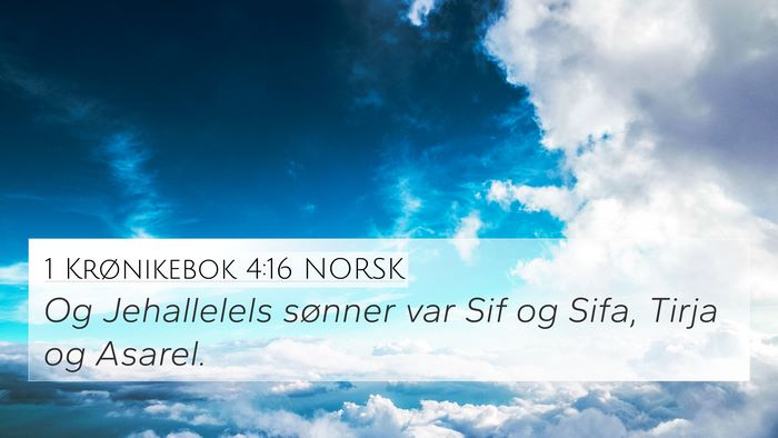 1 Krønikebok 4:16 NORSK 4K Wallpaper - Og Jehallelels sønner var Sif og Sifa, Tirja og - 4K Wallpaper Bible Verse