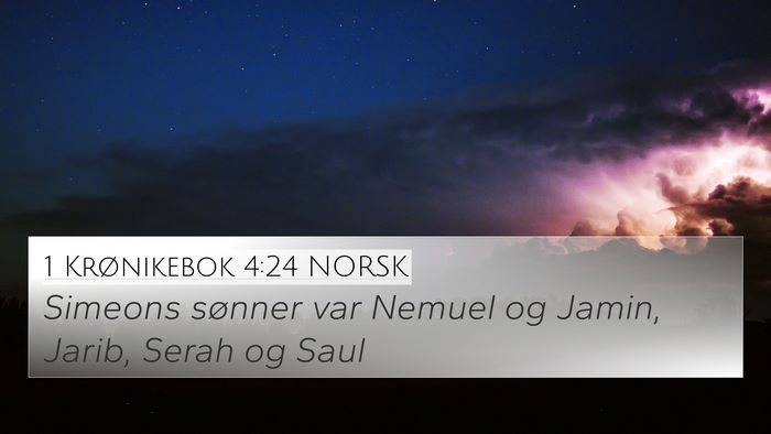 1 Krønikebok 4:24 NORSK Bible Verse Image