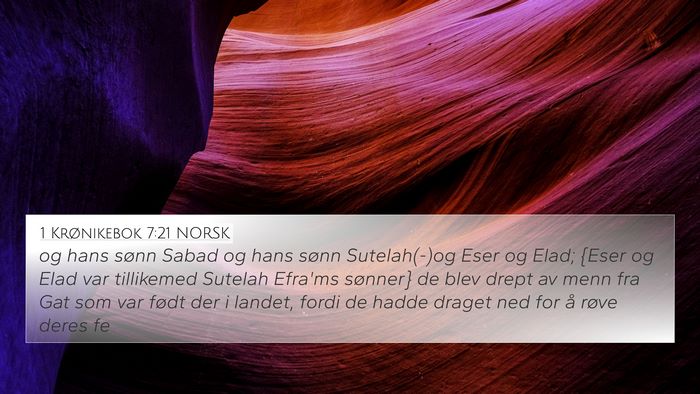 1 Krønikebok 7:21 NORSK 4K Wallpaper - og hans sønn Sabad og hans sønn Sutelah(-)og - 4K Wallpaper Bible Verse