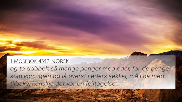1 Mosebok 43:12 NORSK Bible Verse Image