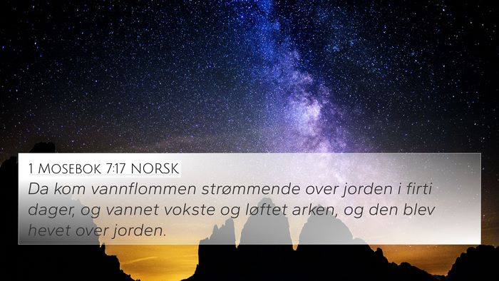 1 Mosebok 7:17 NORSK Bible Verse Image