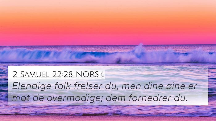 2 Samuel 22:28 NORSK 4K Wallpaper - Elendige folk frelser du, men dine øine er mot - 4K Wallpaper Bible Verse