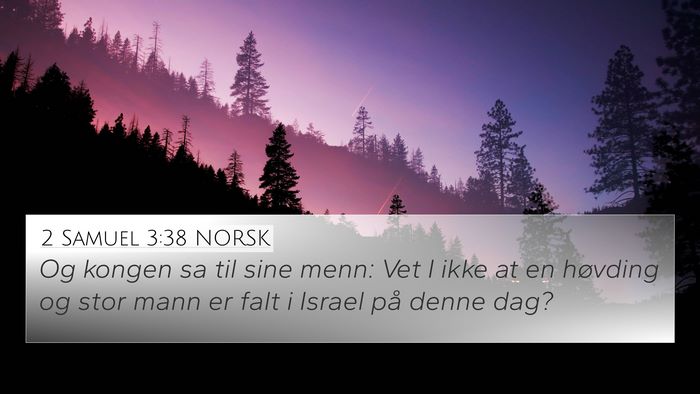 2 Samuel 3:38 NORSK 4K Wallpaper - Og kongen sa til sine menn: Vet I ikke at en - 4K Wallpaper Bible Verse