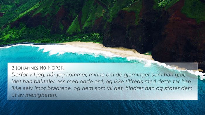 3 Johannes 1:10 NORSK Bible Verse Image
