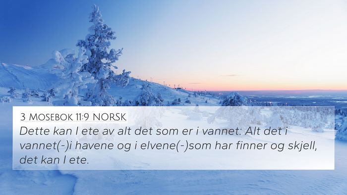 3 Mosebok 11:9 NORSK 4K Wallpaper - Dette kan I ete av alt det som er i vannet: Alt - 4K Wallpaper Bible Verse