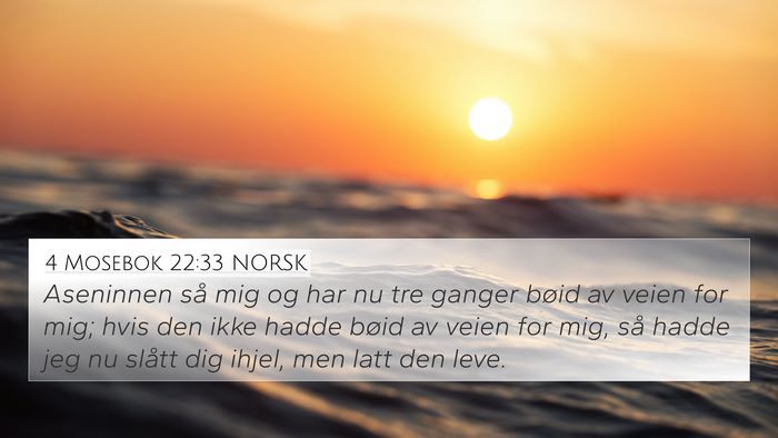 4 Mosebok 22:33 NORSK 4K Wallpaper - Aseninnen så mig og har nu tre ganger bøid av - 4K Wallpaper Bible Verse