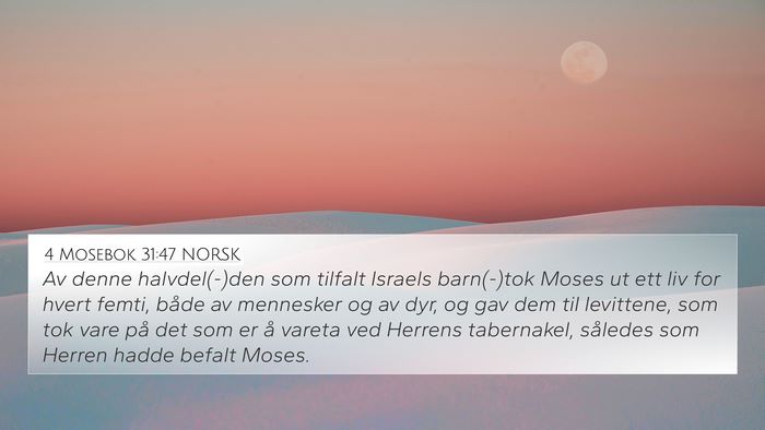 4 Mosebok 31:47 NORSK 4K Wallpaper - Av denne halvdel(-)den som tilfalt Israels - 4K Wallpaper Bible Verse