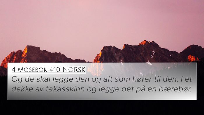4 Mosebok 4:10 NORSK 4K Wallpaper - Og de skal legge den og alt som hører til den, i - 4K Wallpaper Bible Verse