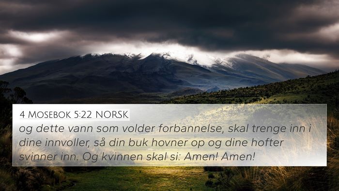 4 Mosebok 5:22 NORSK 4K Wallpaper - og dette vann som volder forbannelse, skal trenge - 4K Wallpaper Bible Verse