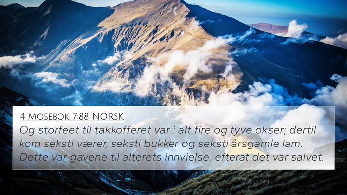 4 Mosebok 7:88 NORSK 4K Wallpaper - Og storfeet til takkofferet var i alt fire og - 4K Wallpaper Bible Verse