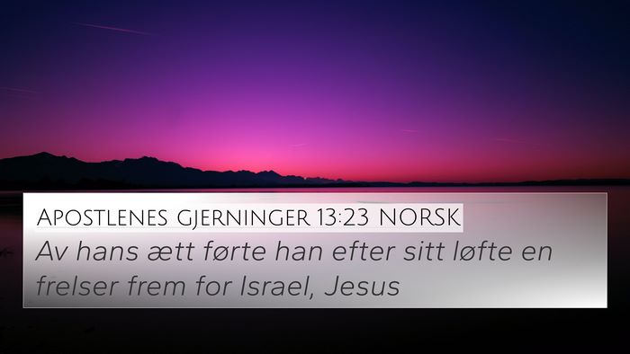 Apostlenes gjerninger 13:23 NORSK 4K Wallpaper - Av hans ætt førte han efter sitt løfte en - 4K Wallpaper Bible Verse