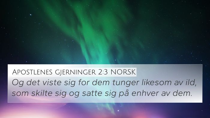 Apostlenes gjerninger 2:3 NORSK 4K Wallpaper - Og det viste sig for dem tunger likesom av ild, - 4K Wallpaper Bible Verse
