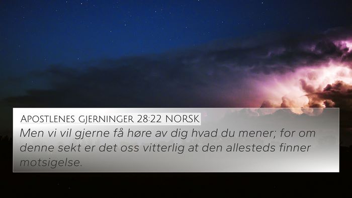 Apostlenes gjerninger 28:22 NORSK Bible Verse Image