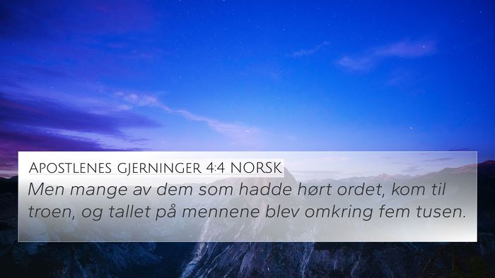 Apostlenes gjerninger 4:4 NORSK Bible Verse Image