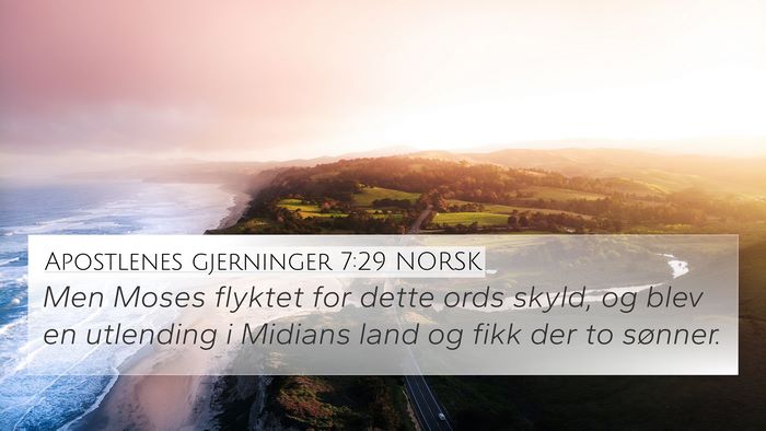 Apostlenes gjerninger 7:29 NORSK 4K Wallpaper - Men Moses flyktet for dette ords skyld, og blev - 4K Wallpaper Bible Verse