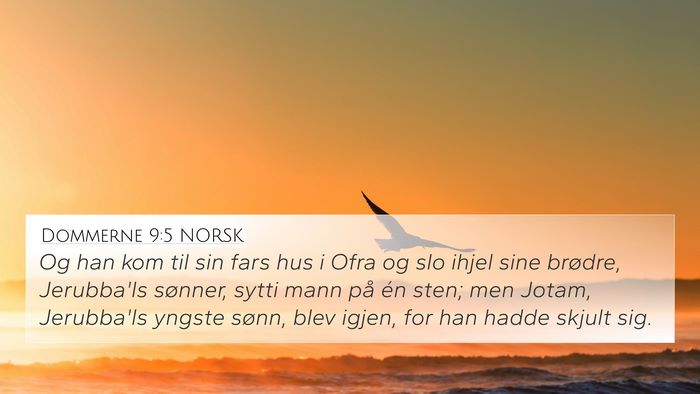 Dommerne 9:5 NORSK Bible Verse Image