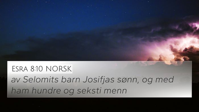 Esra 8:10 NORSK 4K Wallpaper - av Selomits barn Josifjas sønn, og med ham - 4K Wallpaper Bible Verse