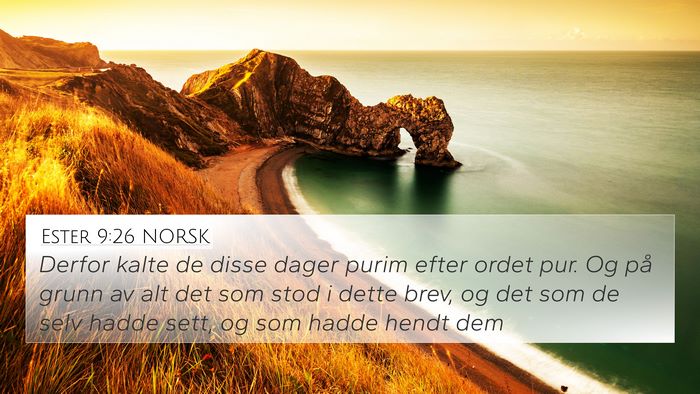 Ester 9:26 NORSK 4K Wallpaper - Derfor kalte de disse dager purim efter ordet - 4K Wallpaper Bible Verse