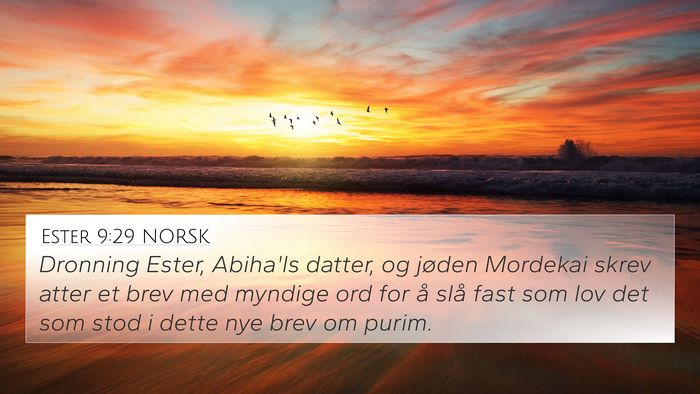 Ester 9:29 NORSK Bible Verse Image