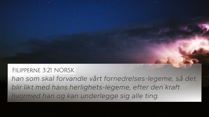 Filipperne 3:21 NORSK Bible Verse Image