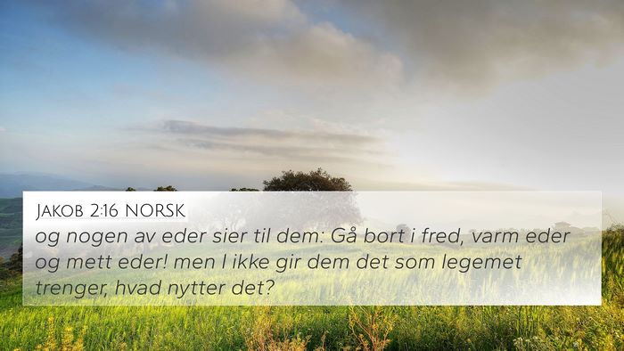 Jakob 2:16 NORSK 4K Wallpaper - og nogen av eder sier til dem: Gå bort i fred, - 4K Wallpaper Bible Verse
