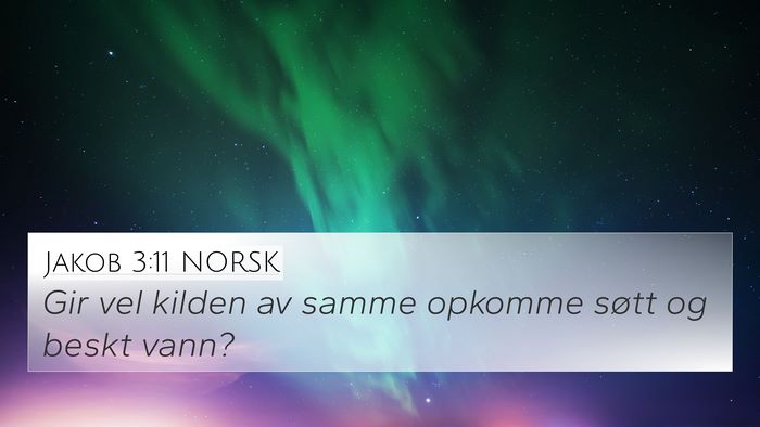 Jakob 3:11 NORSK 4K Wallpaper - Gir vel kilden av samme opkomme søtt og beskt - 4K Wallpaper Bible Verse