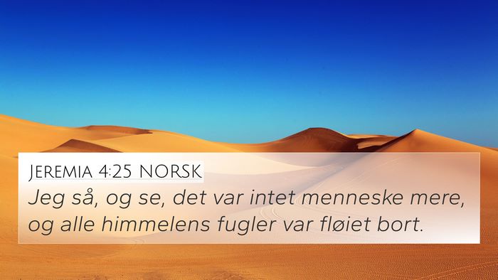 Jeremia 4:25 NORSK 4K Wallpaper - Jeg så, og se, det var intet menneske mere, og - 4K Wallpaper Bible Verse