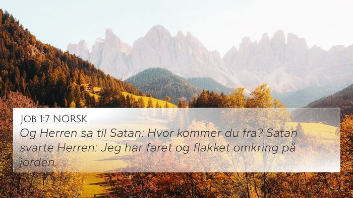 Job 1:7 NORSK Bible Verse Image