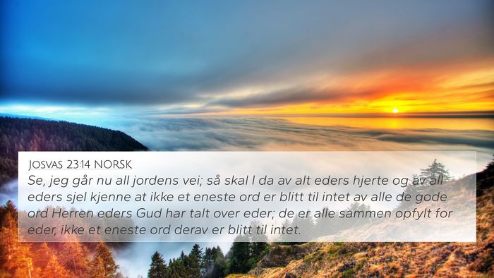 Josvas 23:14 NORSK 4K Wallpaper - Se, jeg går nu all jordens vei; så skal I da av - 4K Wallpaper Bible Verse