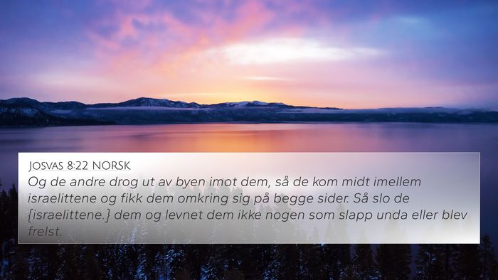 Josvas 8:22 NORSK 4K Wallpaper - Og de andre drog ut av byen imot dem, så de kom - 4K Wallpaper Bible Verse