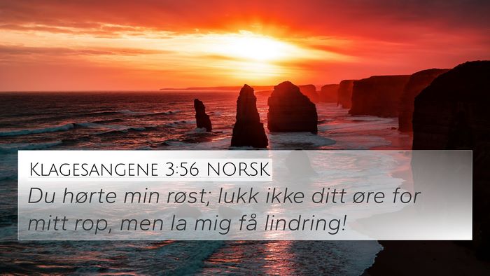 Klagesangene 3:56 NORSK 4K Wallpaper - Du hørte min røst; lukk ikke ditt øre for mitt - 4K Wallpaper Bible Verse