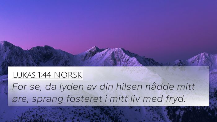 Lukas 1:44 NORSK 4K Wallpaper - For se, da lyden av din hilsen nådde mitt øre, - 4K Wallpaper Bible Verse
