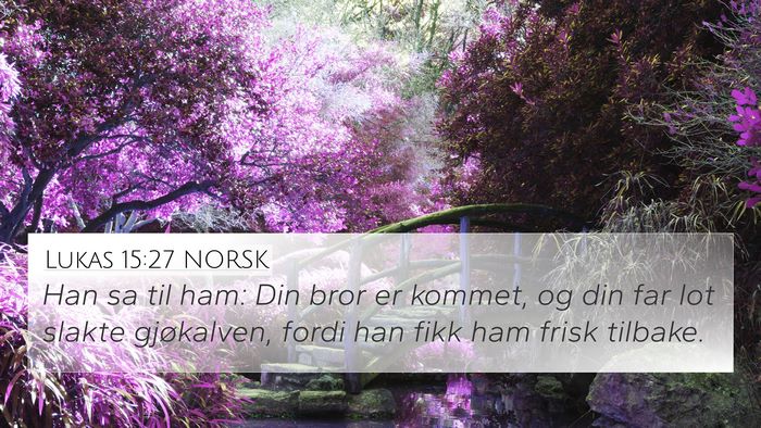 Lukas 15:27 NORSK 4K Wallpaper - Han sa til ham: Din bror er kommet, og din far - 4K Wallpaper Bible Verse