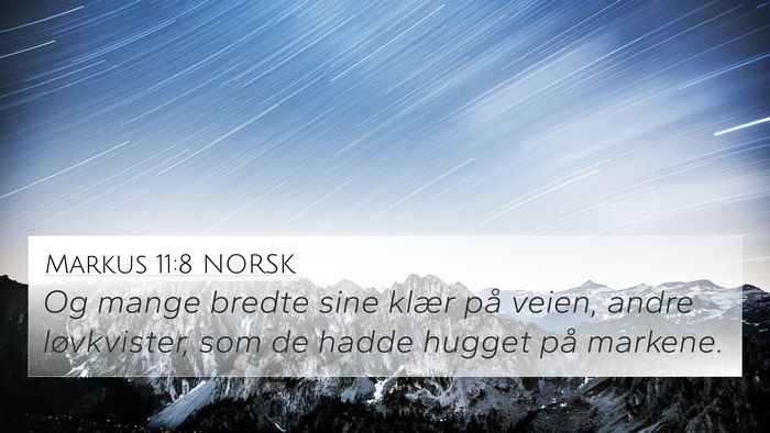 Markus 11:8 NORSK 4K Wallpaper - Og mange bredte sine klær på veien, andre - 4K Wallpaper Bible Verse
