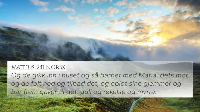 Matteus 2:11 NORSK 4K Wallpaper - Og de gikk inn i huset og så barnet med Maria, - 4K Wallpaper Bible Verse