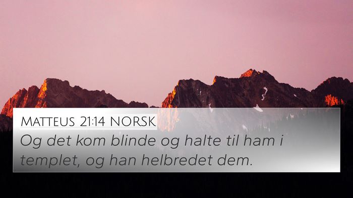Matteus 21:14 NORSK Bible Verse Image