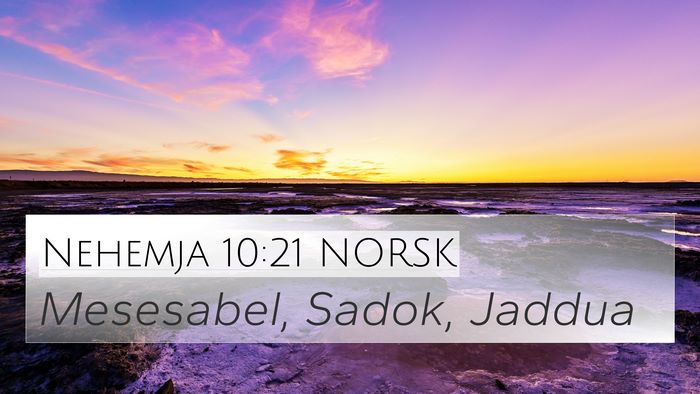 Nehemja 10:21 NORSK 4K Wallpaper - Mesesabel, Sadok, - 4K Wallpaper Bible Verse