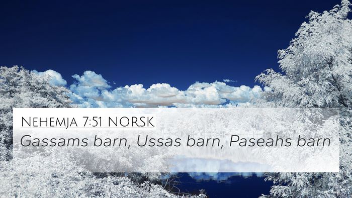 Nehemja 7:51 NORSK 4K Wallpaper - Gassams barn, Ussas barn, Paseahs - 4K Wallpaper Bible Verse